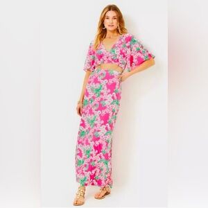 NWT Lilly Pulitzer Minka Maxi Set in Roxie Pink Worth a Look, Size Small